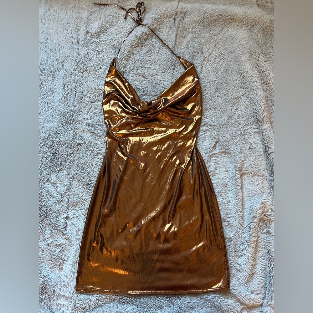 Shop 17 Gold Halter Dress